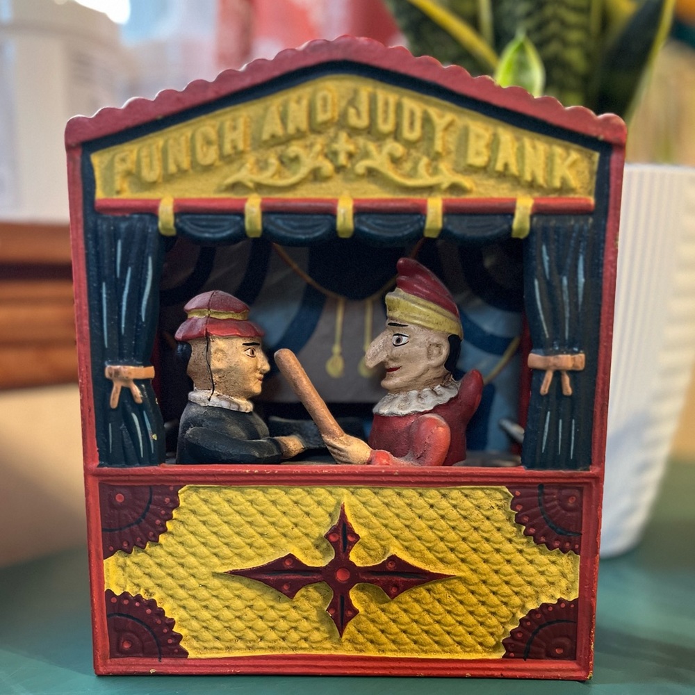 Punch and Judy mechanical cast iron bank EXCELLENT WORKING REPLICA